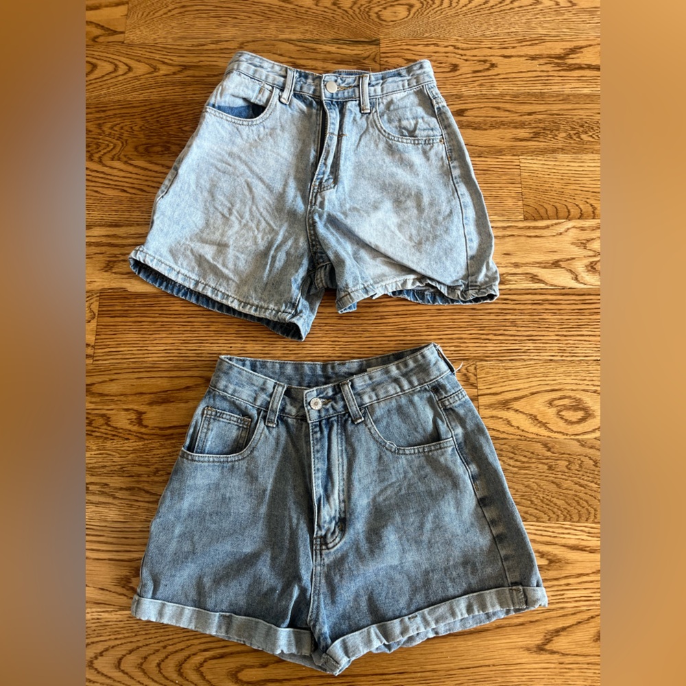 Light Wash Denim Shorts Bundle 2 Pair High Waisted